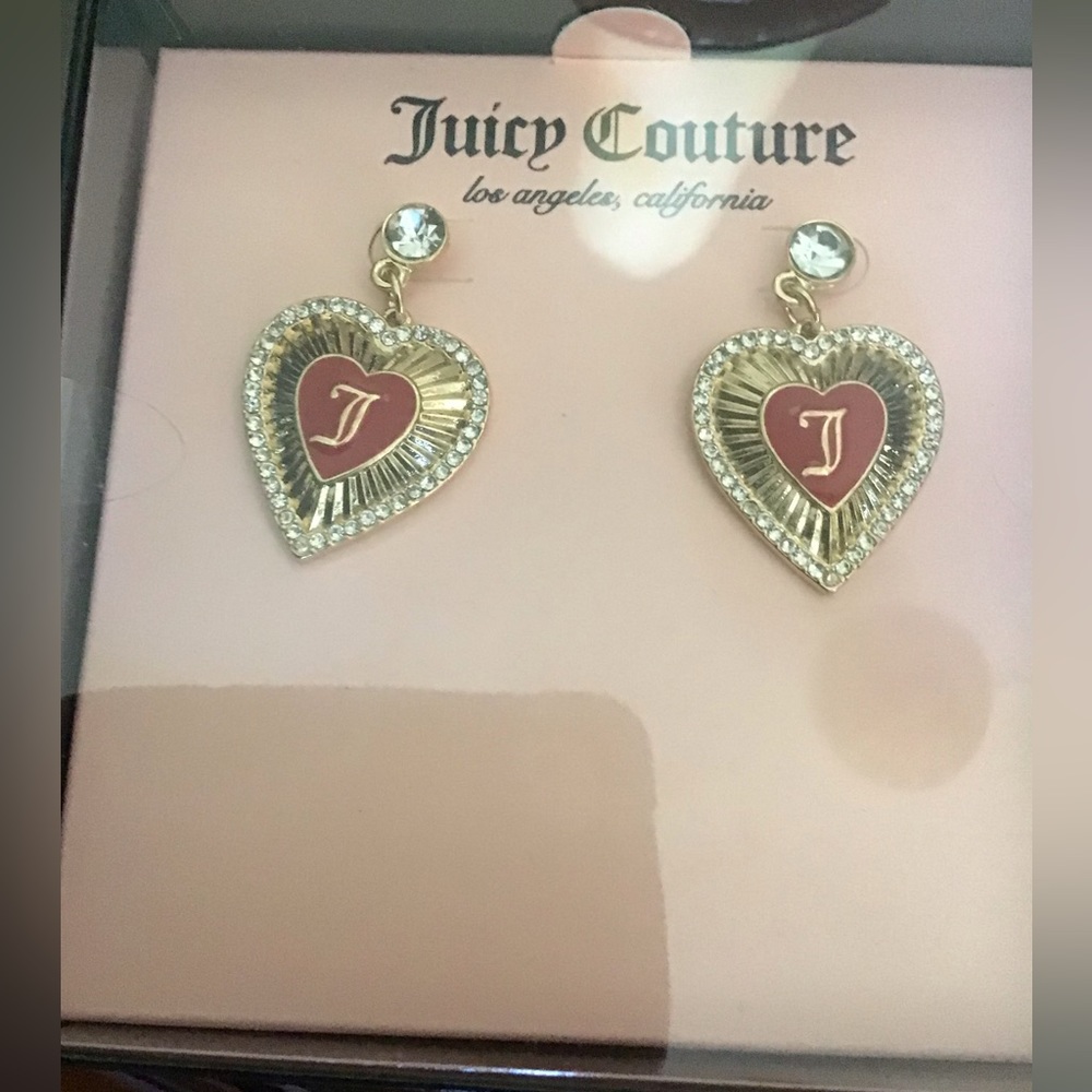 Juicy Couture- Gold & Red - Heart Monogram Boxed Earrings